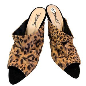 Quipid Shoes Womens Size 7 Leopard Peep Toe Heel Slip On